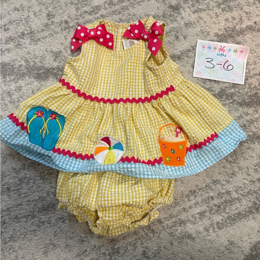 Good Lad Yellow Gingham Dress with Pink Accents